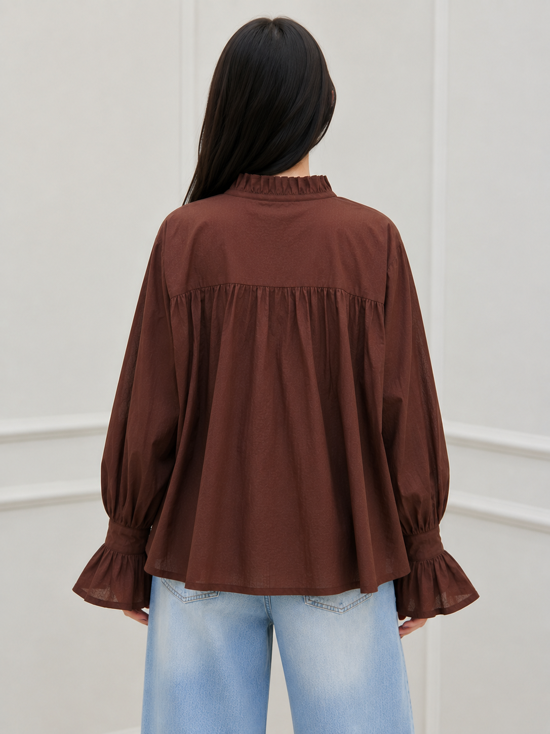 Cocoa Whisper Tie-Up Blouse