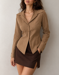 Brown Pinstripe Tailored Shirt