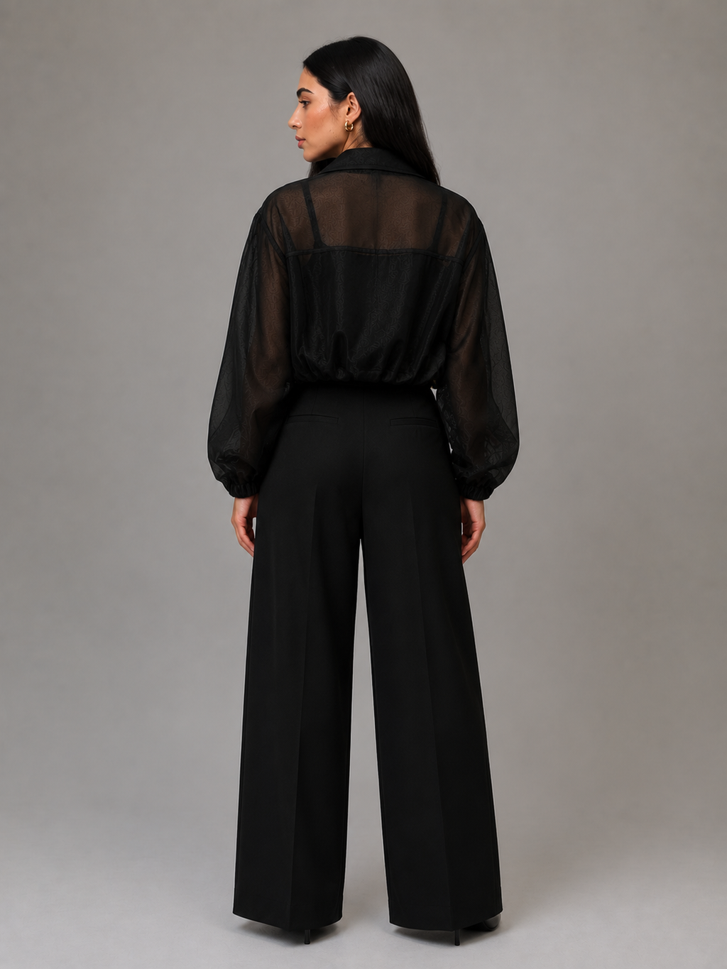 Noir Sheer Utility Bomber Jacket