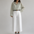 Women's Sage Green Sheer Organza Oversized Shirt
